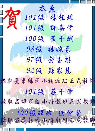 恭賀本系學生錄取國小特教正式老師圖片